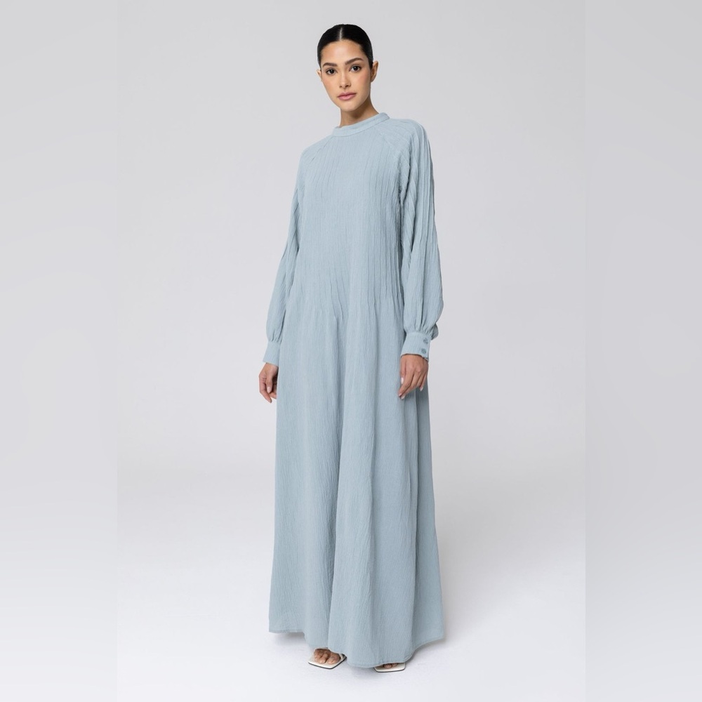Veiled Hanifa Cotton Linen Balloon Sleeve Maxi Dress - Stillwater